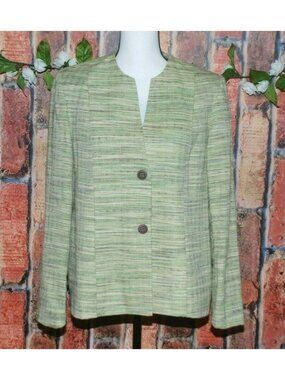 Alfred Dunner Ladies 8 Shades of Green Woven Blazer Jacket Size 8 Career Church